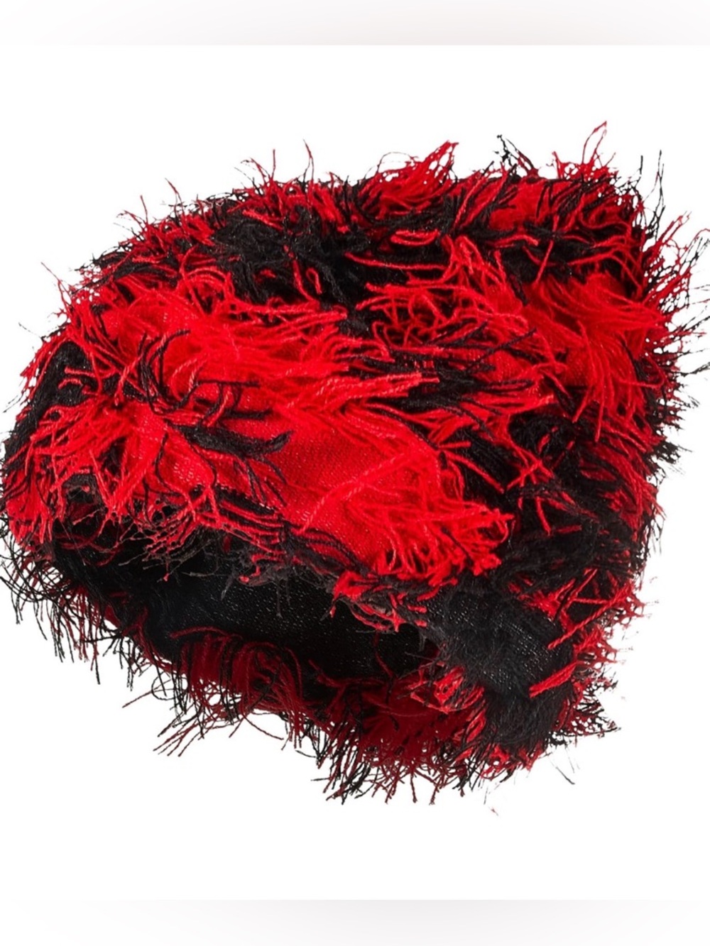 Red & Black Textured Fuzzy Y2K 2000 beanie